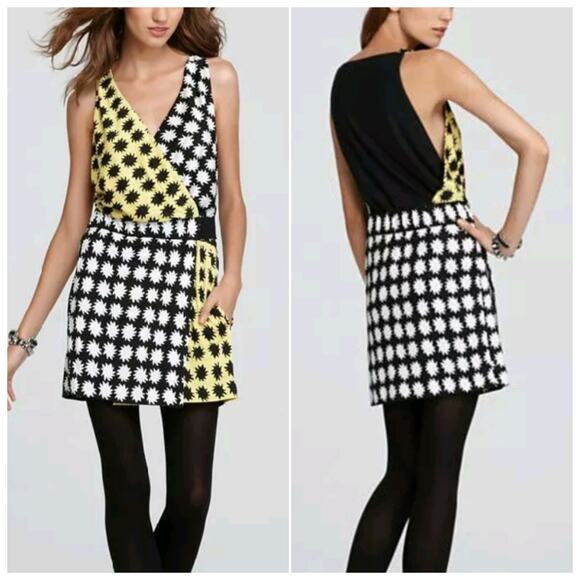 Diane Von Furstenberg Moriko V-neck Silk Mini Dress-12 Faux Wrap Retro Twee - Picture 1 of 8